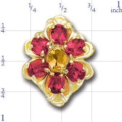 B2120 14K SLIDE CITRINE CENTER & RHODOLITE SIDES 